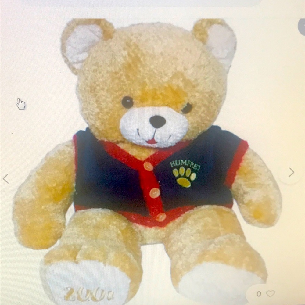 26”Humfrey bear stuffed animal immaculate was in zippered plastic and preserved